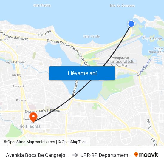 Avenida Boca De Cangrejo (Pr-187) Esquina Entrada Club Nautico to UPR-RP Departamemto De Mùsica Edif. Agustin Stahl map