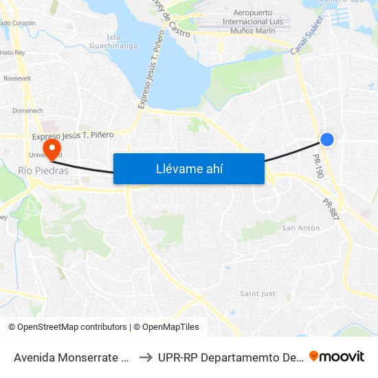 Avenida Monserrate Antes Carretera Pr-190 to UPR-RP Departamemto De Mùsica Edif. Agustin Stahl map