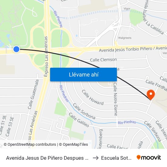Avenida Jesus De Piñero Despues Salida Expreso Las América to Escuela Sotero Figueroa map