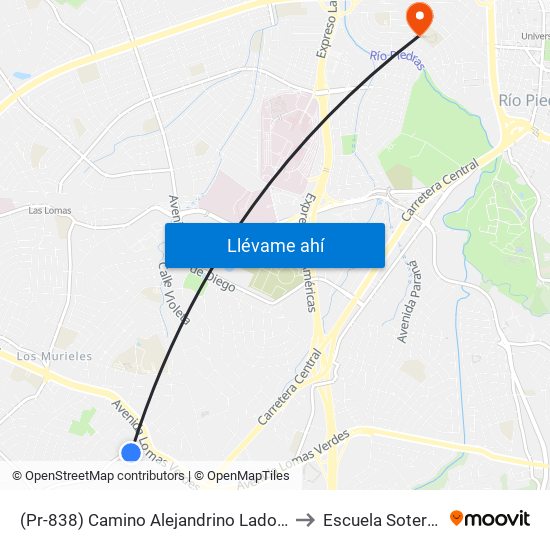 (Pr-838) Camino Alejandrino Lado Opuesto Calle Nogal to Escuela Sotero Figueroa map