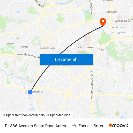 Pr-886 Avenida Santa Rosa Antes Avenida Las Cumbres to Escuela Sotero Figueroa map
