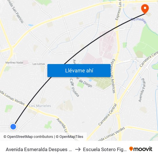 Avenida Esmeralda Despues Calle 26 to Escuela Sotero Figueroa map