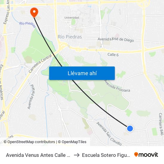 Avenida Venus Antes Calle Libra to Escuela Sotero Figueroa map