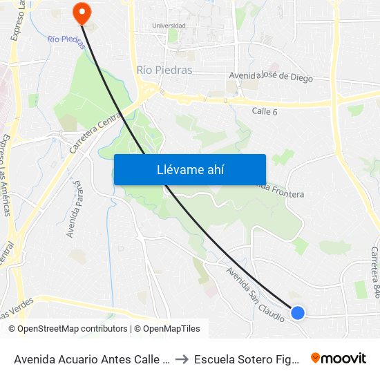 Avenida Acuario Antes Calle Onide to Escuela Sotero Figueroa map