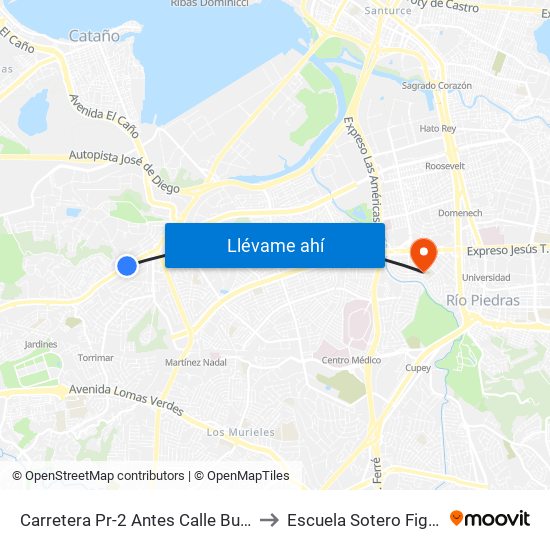 Carretera Pr-2 Antes Calle Buchanan to Escuela Sotero Figueroa map