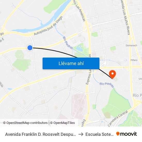 Avenida Franklin D. Roosvelt Despues Avenida Jose De Diego to Escuela Sotero Figueroa map