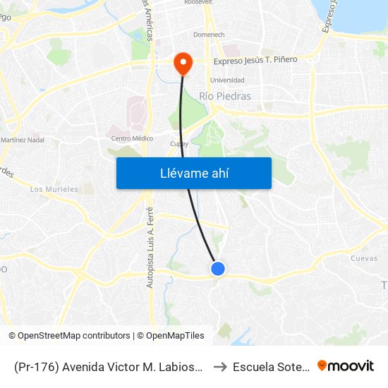 (Pr-176) Avenida Victor M. Labiosa Esquina Calle Pio Baroja to Escuela Sotero Figueroa map