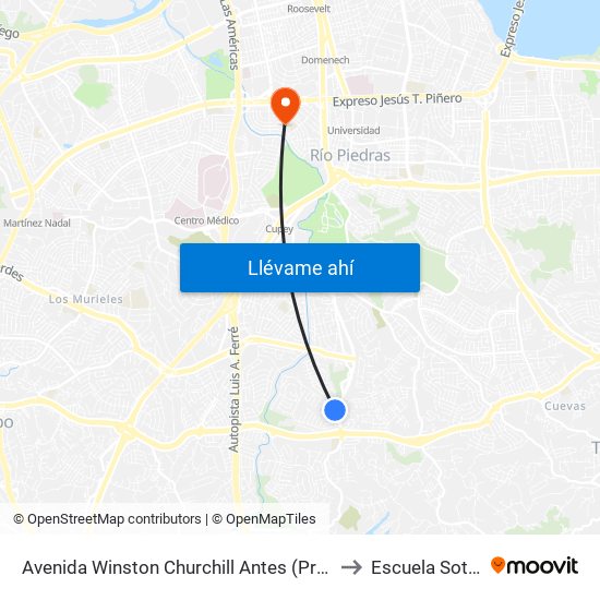 Avenida Winston Churchill Antes (Pr-176) Avenida Victor M. Labiosa to Escuela Sotero Figueroa map