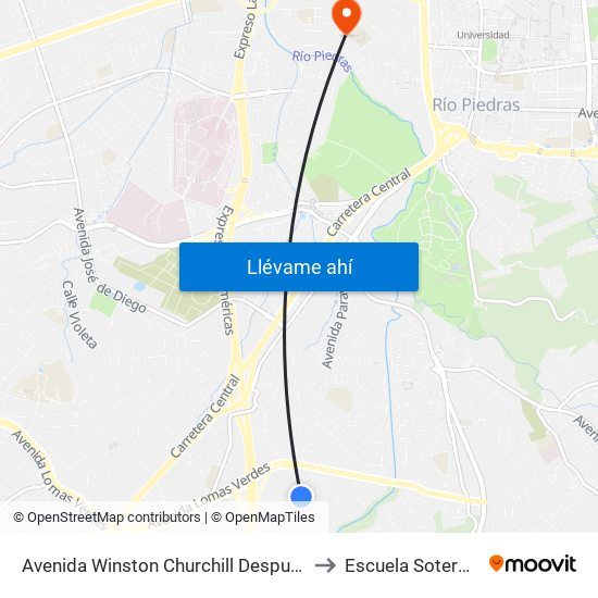 Avenida Winston Churchill Despues De Calle Parana to Escuela Sotero Figueroa map