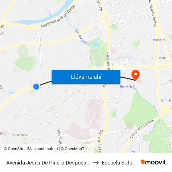 Avenida Jesus De Piñero Despues Calle Caparra Heights to Escuela Sotero Figueroa map