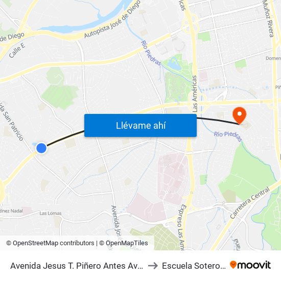 Avenida Jesus T. Piñero Antes Avenida San Patricio to Escuela Sotero Figueroa map