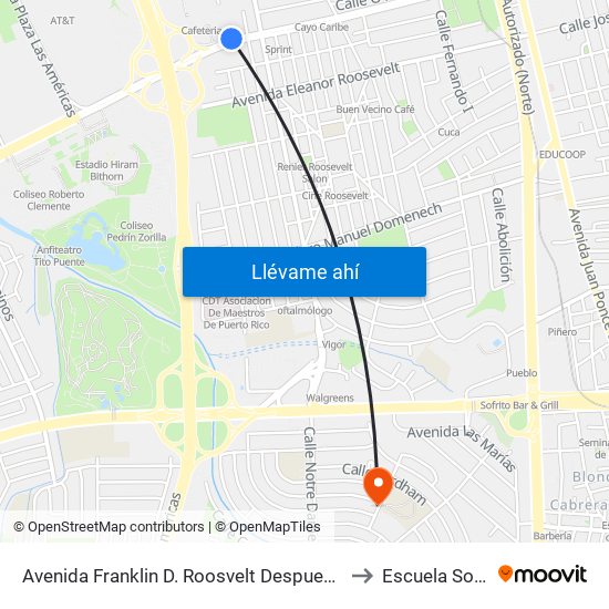 Avenida Franklin D. Roosvelt Despues Calle Soldado Rafael Llamar Guerra to Escuela Sotero Figueroa map