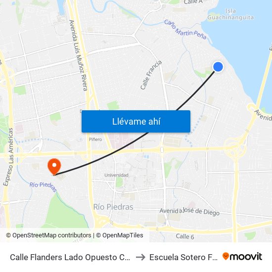 Calle Flanders Lado Opuesto Calle Urdiales to Escuela Sotero Figueroa map