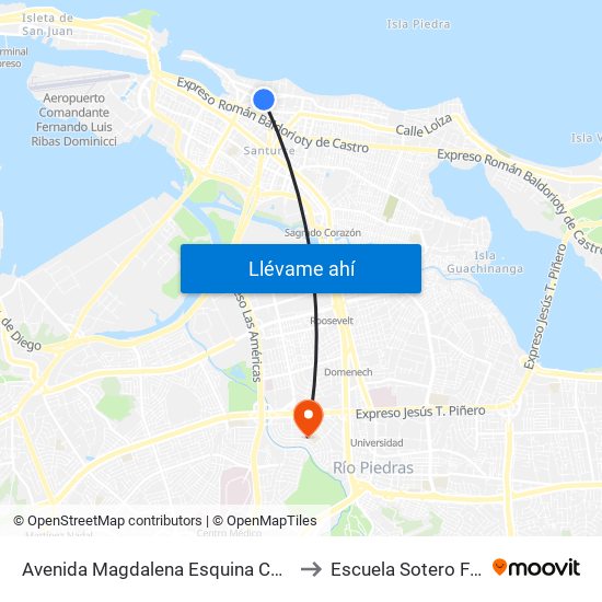 Avenida Magdalena Esquina Calle Cervante to Escuela Sotero Figueroa map
