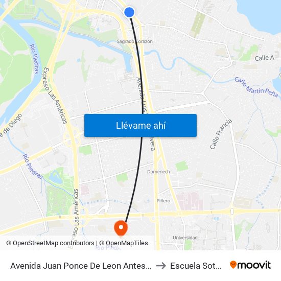 Avenida Juan Ponce De Leon  Antes Lado Opuesto Calle Bouret to Escuela Sotero Figueroa map