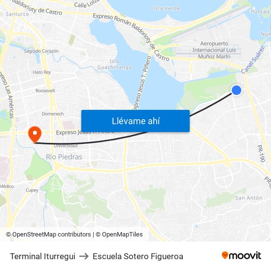 Terminal Iturregui to Escuela Sotero Figueroa map