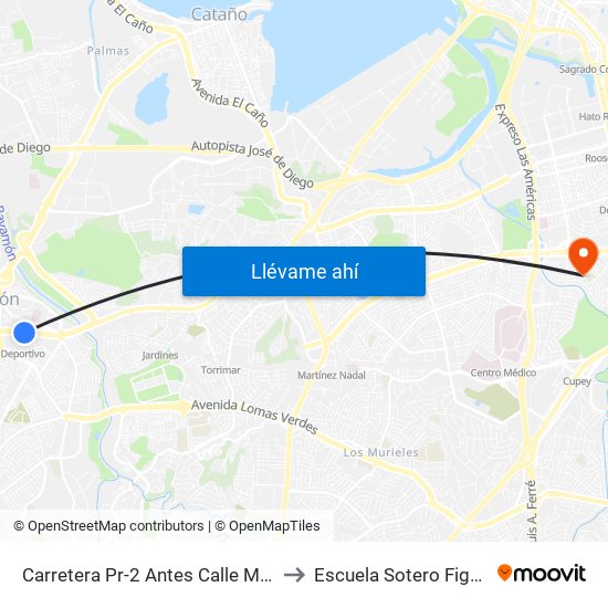 Carretera Pr-2 Antes Calle Martinez to Escuela Sotero Figueroa map