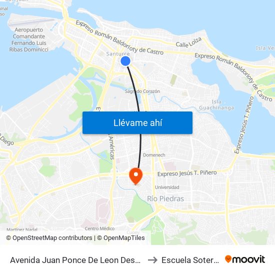 Avenida Juan Ponce De Leon Despues Calle Del Parque to Escuela Sotero Figueroa map