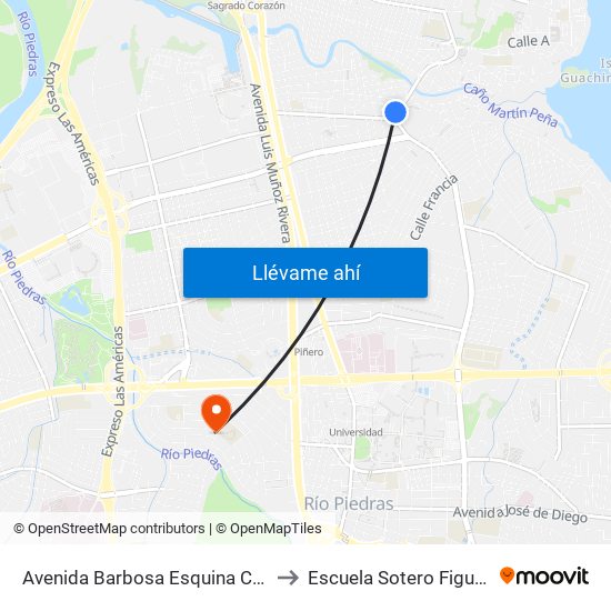 Avenida Barbosa Esquina Calle C to Escuela Sotero Figueroa map