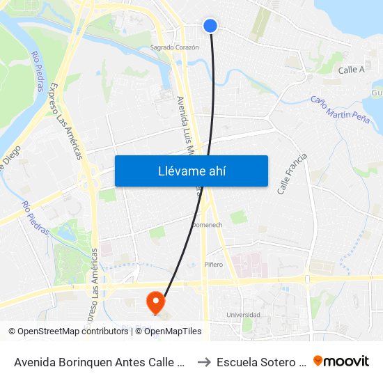 Avenida Borinquen Antes Calle Hector Urdaneta to Escuela Sotero Figueroa map