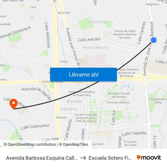 Avenida Barbosa Esquina Calle Gerona to Escuela Sotero Figueroa map
