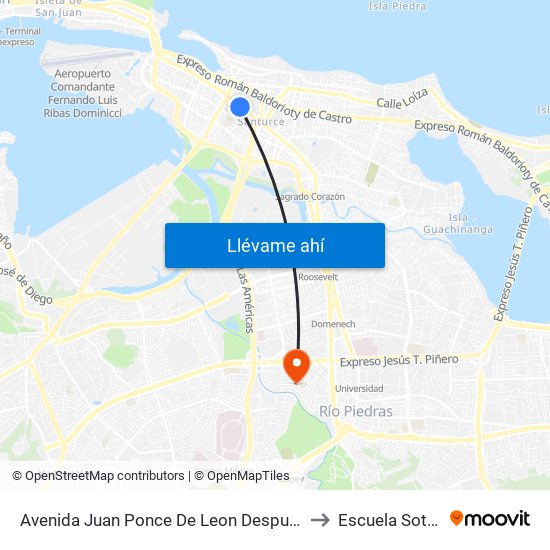 Avenida Juan Ponce De Leon Despues Lado Opuesto Calle Duffaut to Escuela Sotero Figueroa map