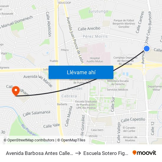 Avenida Barbosa Antes Calle Creuz to Escuela Sotero Figueroa map
