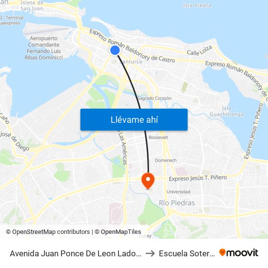Avenida Juan Ponce De Leon Lado Opuesto Calle Villamil to Escuela Sotero Figueroa map