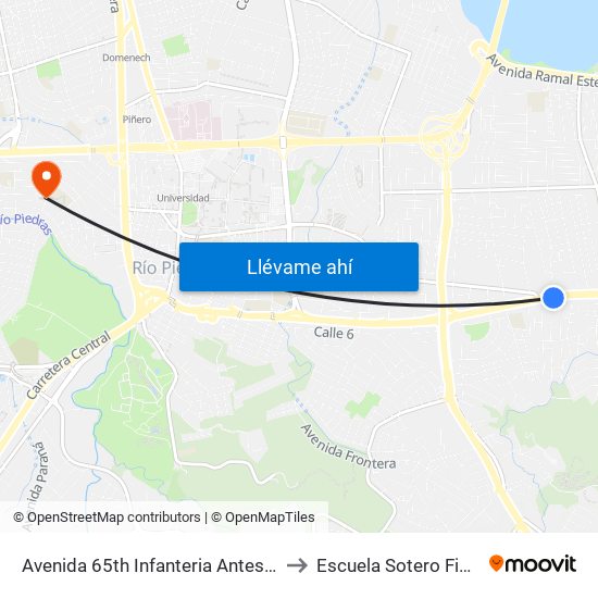 Avenida 65th Infanteria Antes Calle 7a to Escuela Sotero Figueroa map
