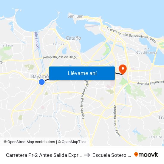 Carretera Pr-2 Antes Salida Expreso Rio Hondo to Escuela Sotero Figueroa map