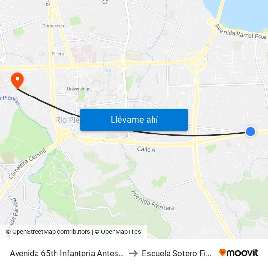 Avenida 65th Infanteria Antes Calle 7a to Escuela Sotero Figueroa map