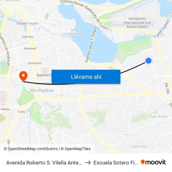 Avenida Roberto S. Vilella Antes Calle 258 to Escuela Sotero Figueroa map