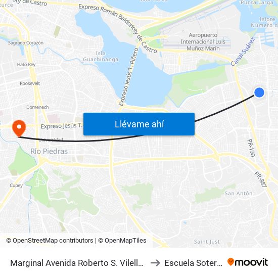 Marginal Avenida Roberto S. Vilella Esquina Calle Castilla to Escuela Sotero Figueroa map