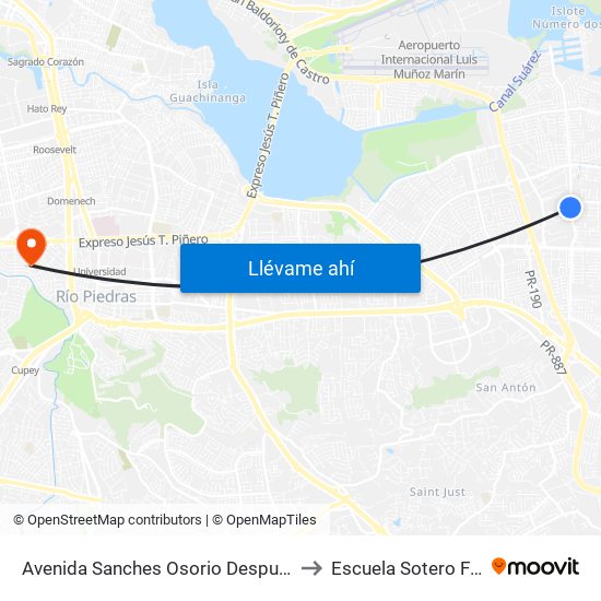 Avenida Sanches Osorio Despues Calle 128 to Escuela Sotero Figueroa map