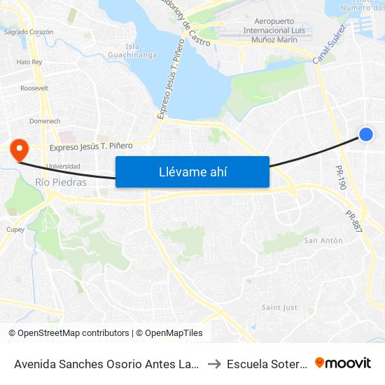 Avenida Sanches Osorio Antes Lado Opuesto Calle 120 to Escuela Sotero Figueroa map
