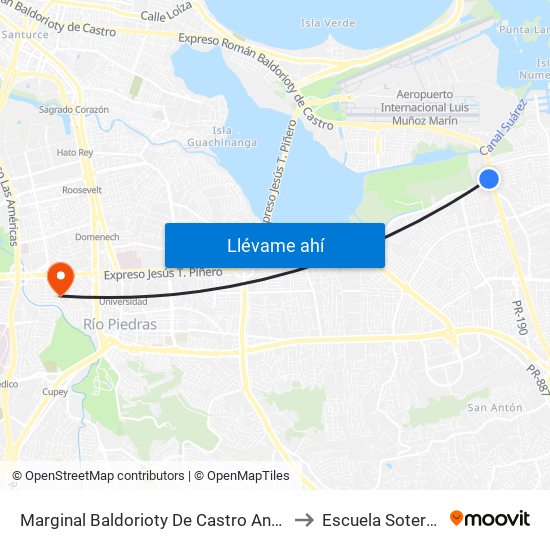 Marginal Baldorioty De Castro Antes Avenida Iturregui to Escuela Sotero Figueroa map