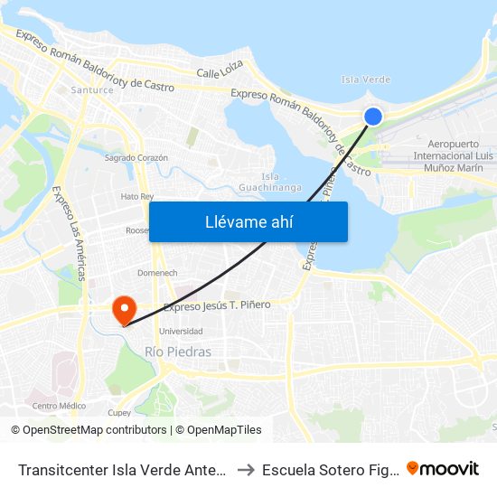 Transitcenter Isla Verde Antes Pr-187 to Escuela Sotero Figueroa map