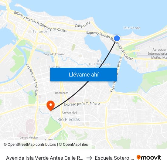 Avenida Isla Verde Antes Calle Rodriguez Emma to Escuela Sotero Figueroa map