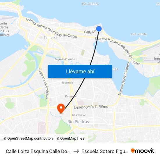 Calle Loiza Esquina Calle Doncella to Escuela Sotero Figueroa map