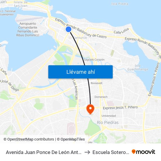 Avenida Juan Ponce De León Antes Calle Condado to Escuela Sotero Figueroa map