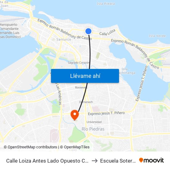 Calle Loiza Antes Lado Opuesto Calle Manuel Corchado to Escuela Sotero Figueroa map