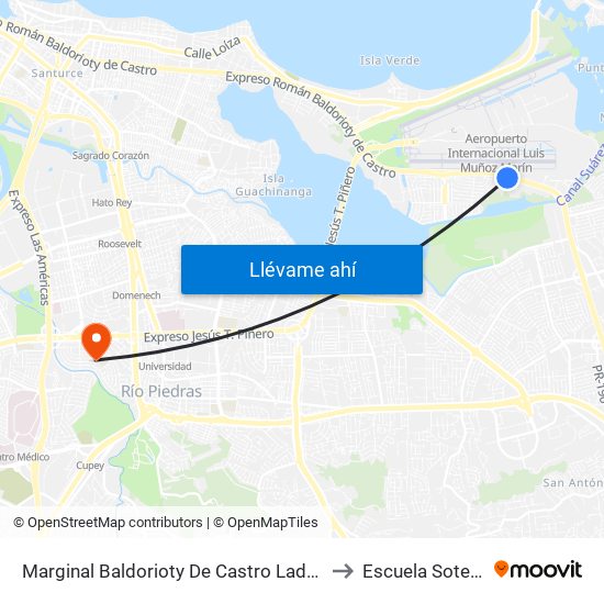 Marginal Baldorioty De Castro Lado Opuesto Calle Joaquina to Escuela Sotero Figueroa map