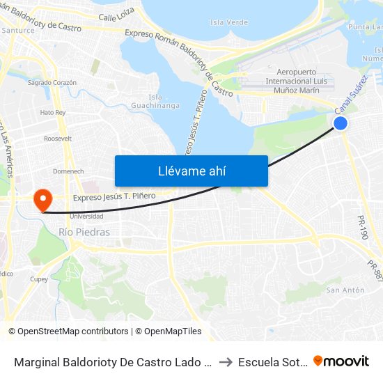 Marginal Baldorioty De Castro Lado Opuesto Iglesia Fuente Agua Viva to Escuela Sotero Figueroa map