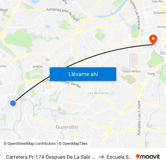 Carretera Pr-174 Despues De La Salir De La Universidad  Upr (Hacia Santa Juanita) to Escuela Sotero Figueroa map