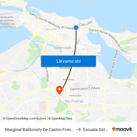 Marginal Baldorioty De Castro Frente A Norte Shopping Center to Escuela Sotero Figueroa map