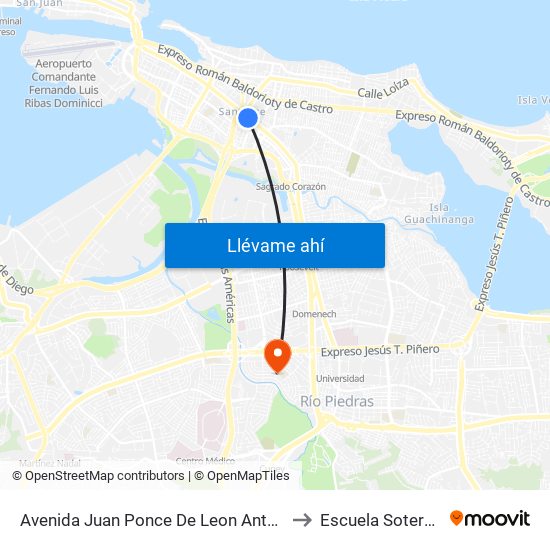 Avenida Juan Ponce De Leon Antes Avenida De Diego to Escuela Sotero Figueroa map