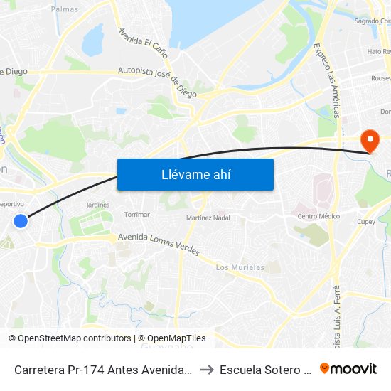 Carretera Pr-174  Antes Avenida Aguas Buenas to Escuela Sotero Figueroa map