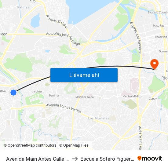 Avenida Main Antes Calle 17 to Escuela Sotero Figueroa map