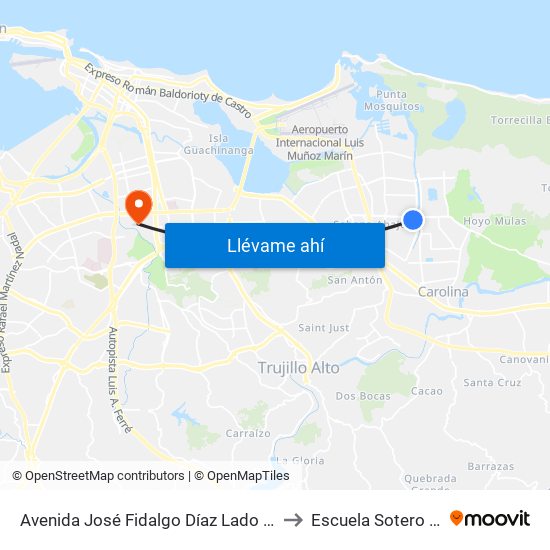 Avenida José Fidalgo Díaz Lado Opuesto Vía 21 to Escuela Sotero Figueroa map