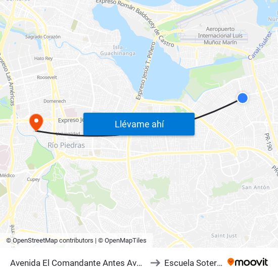 Avenida El Comandante Antes Avenida Roberto S. Vilella to Escuela Sotero Figueroa map